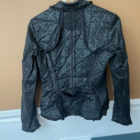 ANGELO MARANI Women’s Unique Blazer Size 42 Patterned Fringe Lace Whimsigoth - Picture 6 of 8